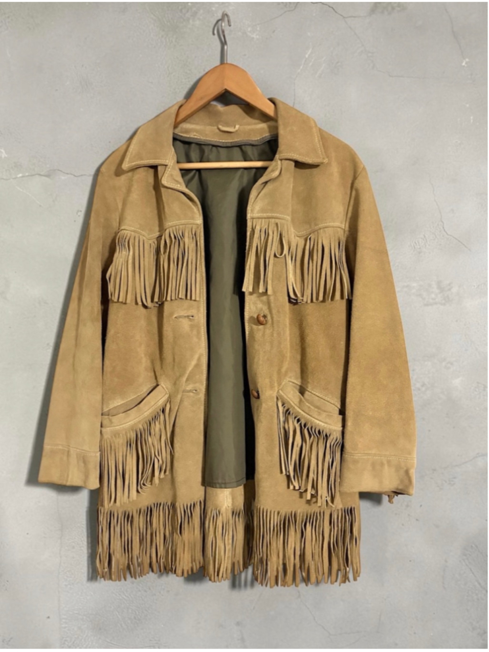 Vintage Suede Leather Fringe Jacket